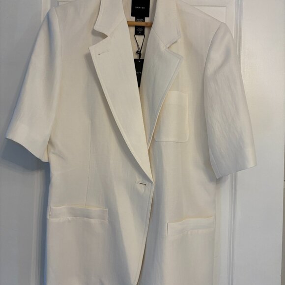 Smythe Oversized White Blazer Cropped Sleeve - Picture 1 of 7
